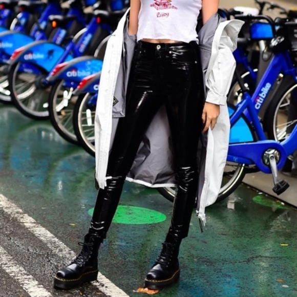 Rag & Bone Black Vinyl Skinny Pants NWT size 28 - Picture 5 of 13